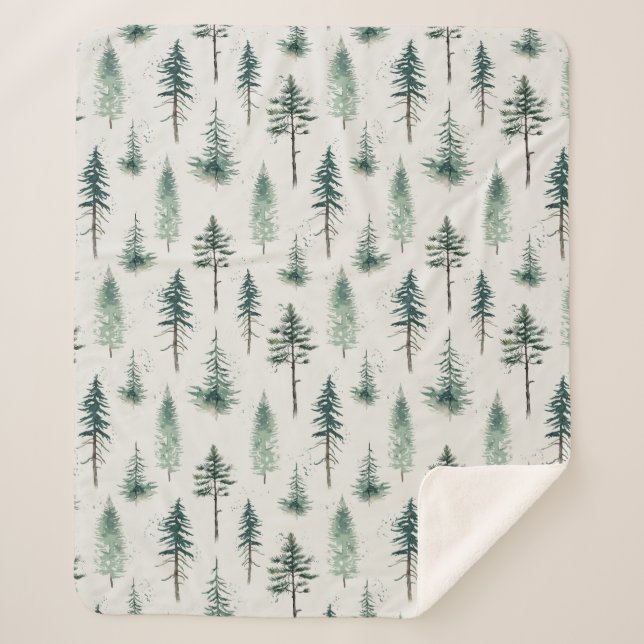 Weihnachtsbäume Wasserfarbe Weihnachtsmuster Sherpadecke (Vorderseite)