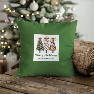 Weihnachtsbäume Wasserfarben Individueller Name Kissen