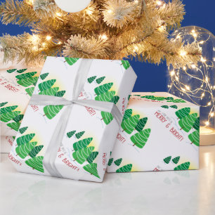Weihnachtsbäume & weiße Perlen Weihnachten Geschenkpapier