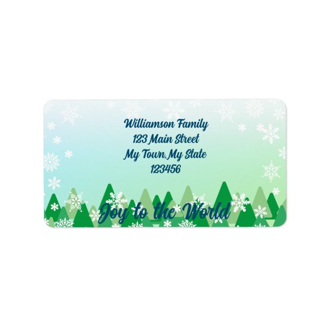 Weihnachtsbäume Weiße Schneeflocken Freude an der  Adressaufkleber (Vorne)