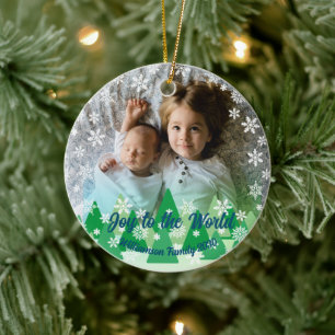 Weihnachtsbäume Weiße Schneeflocken Freude an der Keramik Ornament