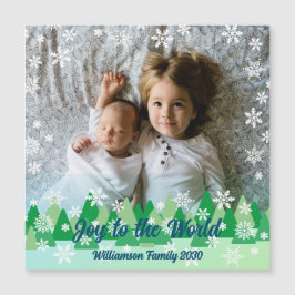 Weihnachtsbäume Weiße Schneeflocken Freude an der  Magnetkarte