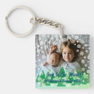 Weihnachtsbäume Weiße Schneeflocken Freude an der  Schlüsselanhänger