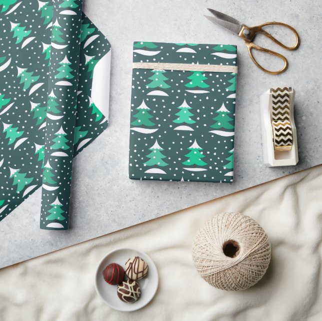 Weihnachtsbäume Wintermuster Wrapper Geschenkpapier (Kunsthandwerk)