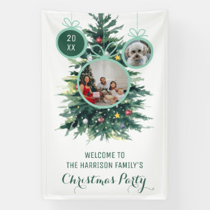 Weihnachtsbäume Xmas Bälle formen zwei Fotos Banner