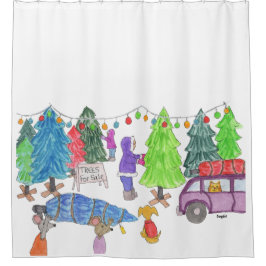 Weihnachtsbäume zu verkaufen duschvorhang