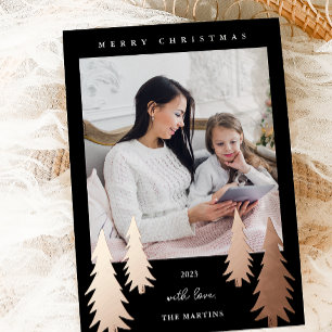 Weihnachtsbäume zwei Foto Schwarz Folien Feiertagskarte