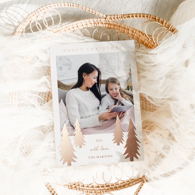 Weihnachtsbäume zwei Fotos Folien Feiertagskarte (Von Creator hochgeladen)