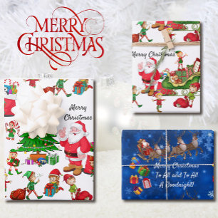 Weihnachtsbaumelfen Weihnachtsmann Rentiergeschenk Geschenkpapier Set