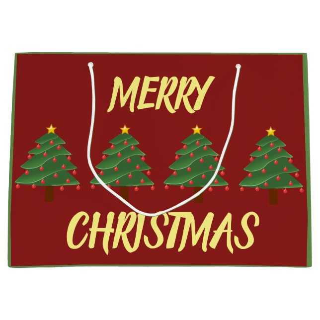 Weihnachtsbaumen auf der Red Gift Bag Große Geschenktüte (Vorderseite)