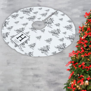 Weihnachtsbaumen Doodle Muster Monogram Polyester Weihnachtsbaumdecke