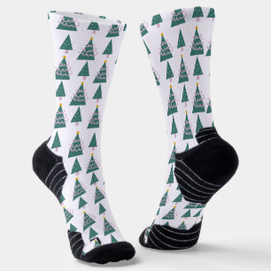 Weihnachtsbaumen Doodles Pink Green Doodle Socken