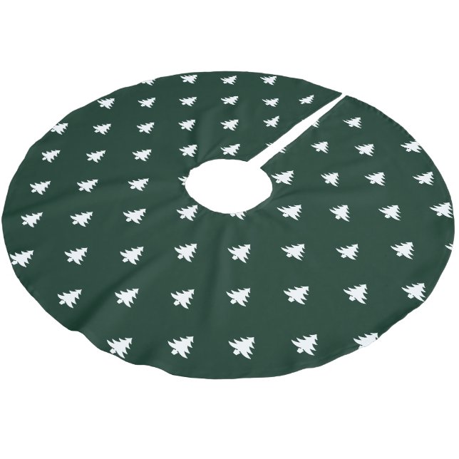 Weihnachtsbaumen dunkelgrüne Muster niedlich moder Polyester Weihnachtsbaumdecke (Schrägansicht)