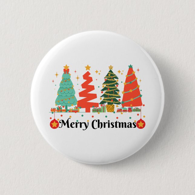 Weihnachtsbaumen frohe Weihnachten Button (Vorderseite)