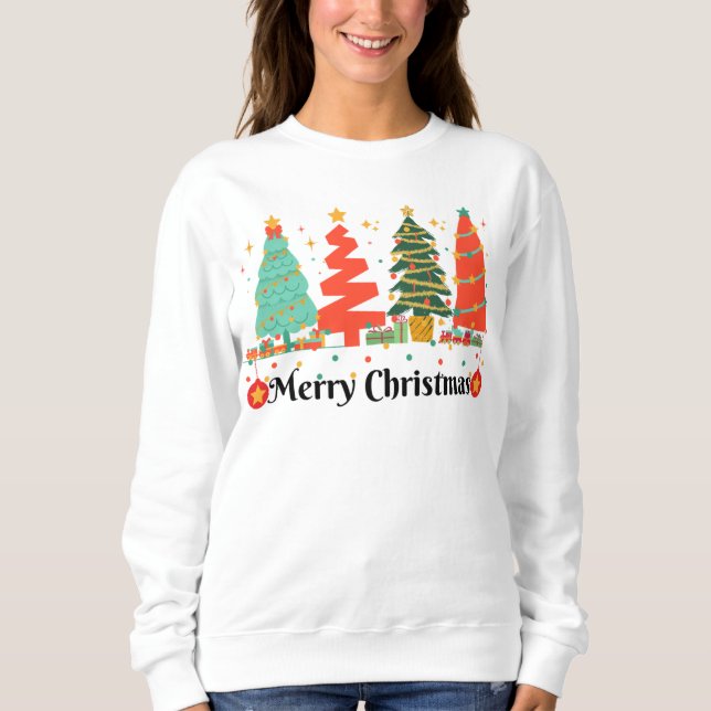 Weihnachtsbaumen frohe Weihnachten Sweatshirt (Vorderseite)