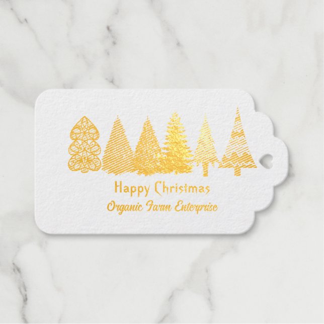 Weihnachtsbaumen für kleine Unternehmen Metallisch Geschenkanhänger (Vorderseite (Horizontal))