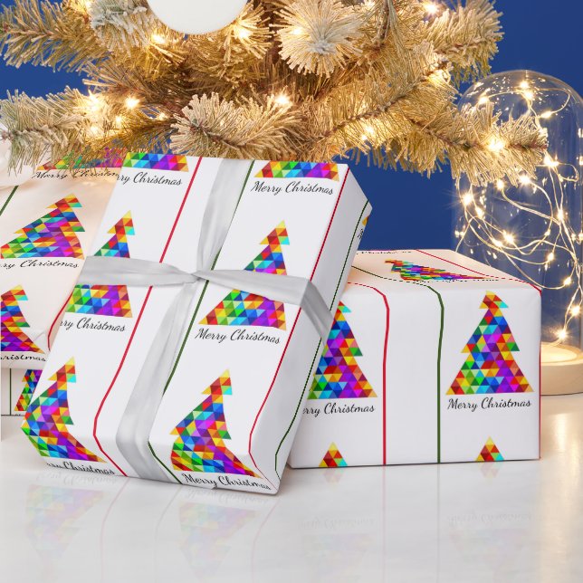 Weihnachtsbaumen Glitzer Gemustert Graphic Modern Geschenkpapier (Feiertage)