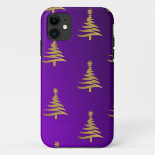 Weihnachtsbaumen Gold auf Lila Case-Mate iPhone Hülle
