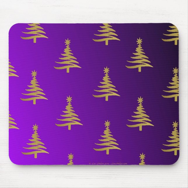 Weihnachtsbaumen Gold auf Lila Mousepad (Vorne)