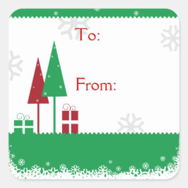 Weihnachtsbaumen grün quadratischer aufkleber