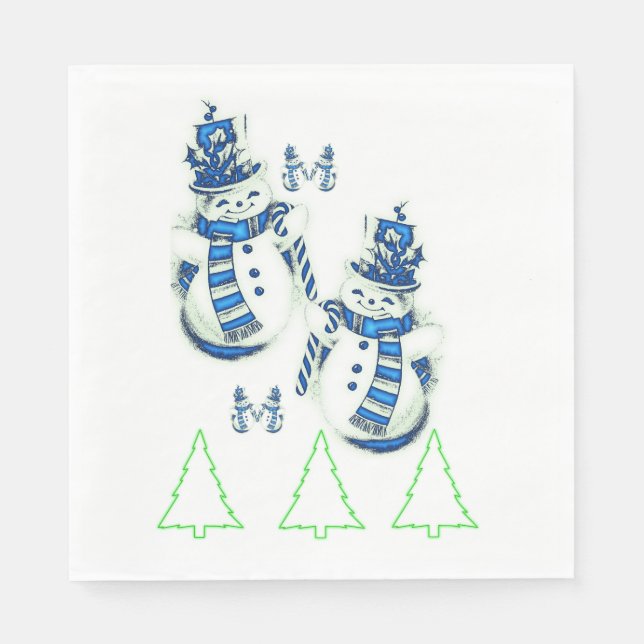 Weihnachtsbaumen Grünbuch Napkins, Schneemann Serviette (Vorderseite)