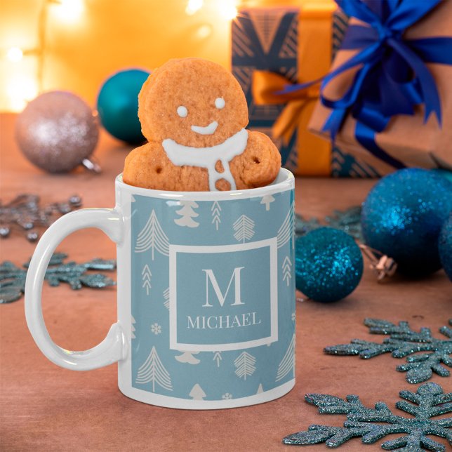 Weihnachtsbaumen mit Monogramm und Name Kaffeetasse (Von Creator hochgeladen)