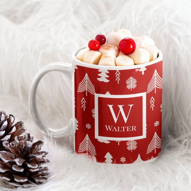 Weihnachtsbaumen mit Monogramm und Name Kaffeetasse (Von Creator hochgeladen)