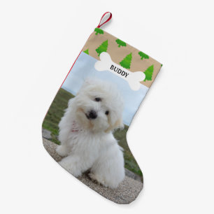 Weihnachtsbaumen Muster Dog Bone Pet Foto Kleiner Weihnachtsstrumpf