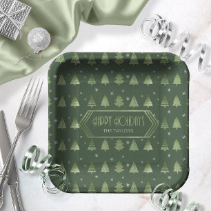 Weihnachtsbaumen Muster Green ID863 Pappteller