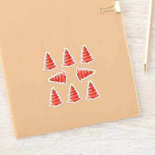 Weihnachtsbaumen Rot Aufkleber