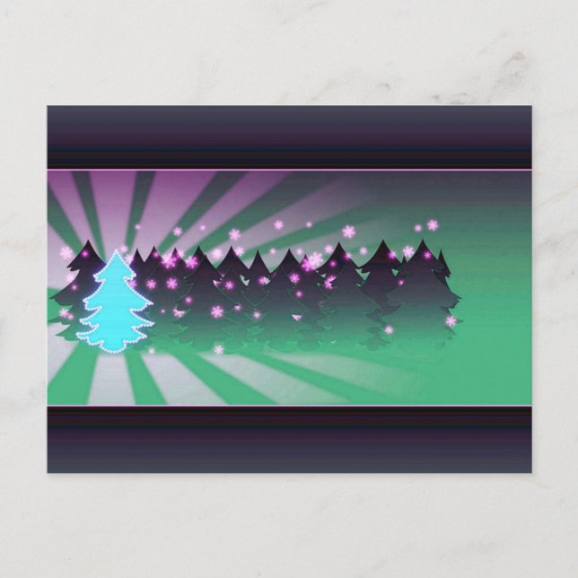 Weihnachtsbaumen Schatten von Grün Feiertagspostkarte (Vorderseite)