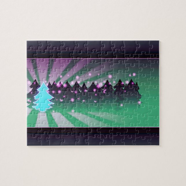Weihnachtsbaumen Schatten von Grün Puzzle (Horizontal)