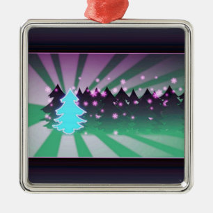 Weihnachtsbaumen Schatten von Grün Silbernes Ornament