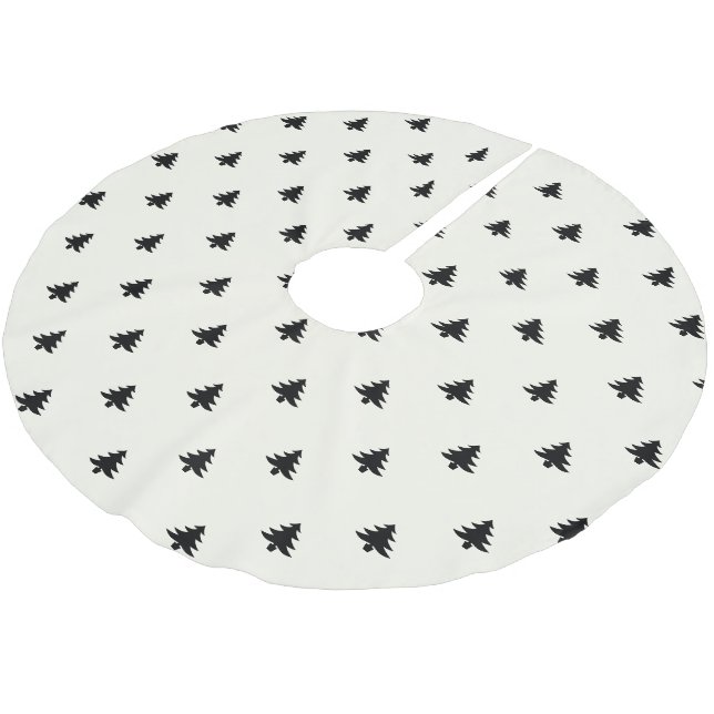 Weihnachtsbaumen Schwarz-Creme-Muster niedlich mod Polyester Weihnachtsbaumdecke (Schrägansicht)