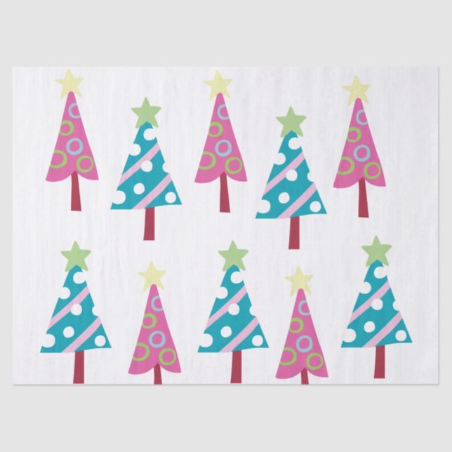 Weihnachtsbaumen Tissue Weihnachten Rosa & Blau Seidenpapier (Vorderseite)