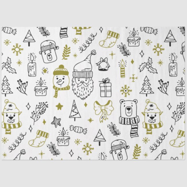 Weihnachtsbaumen Weihnachtsbären Weiße Weihnachtsf Seidenpapier (Vorderseite)