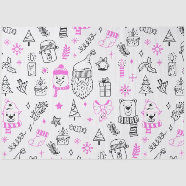 Weihnachtsbaumen Weihnachtsbären Weiße Weihnachtsf Seidenpapier (Vorderseite)