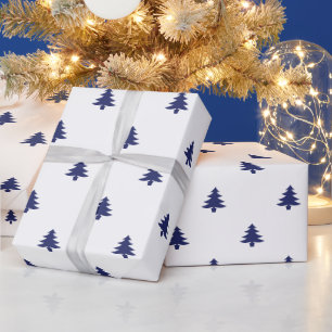 Weihnachtsbaumen weiß und blau minimalistisch einf geschenkpapier