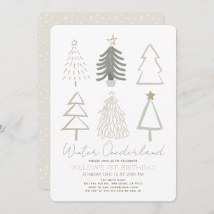 Weihnachtsbaumen Winter Onederland 1. Geburtstag Einladung
