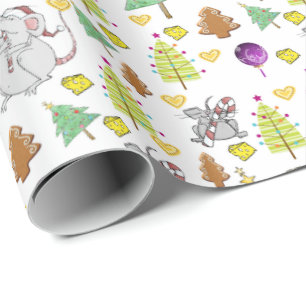 Weihnachtsbaumen Wrapping Paper Maus Weißkäse Geschenkpapier