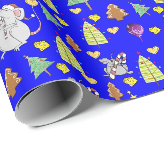 Weihnachtsbaumen Wrapping Papier Maus Blue Cheese Geschenkpapier (Rolleneckpunkt)