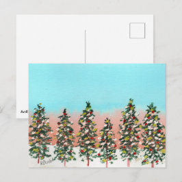 Weihnachtsbaumfamilie Feiertagspostkarte