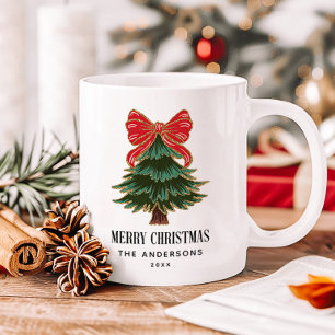 Weihnachtsbaumfamilie frohe Weihnachten Kaffeetasse
