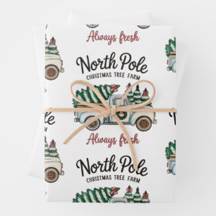 Weihnachtsbaumfarm North Pole Fresh LKW Geschenkpapier Set
