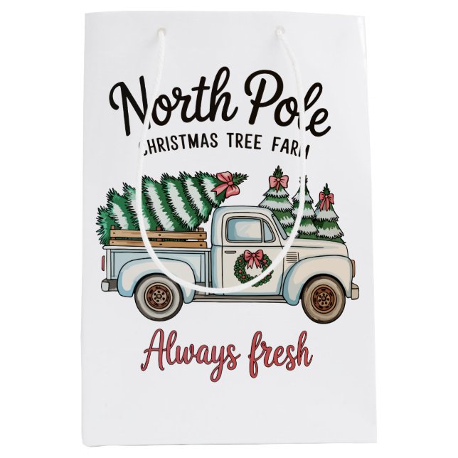Weihnachtsbaumfarm North Pole Fresh LKW Mittlere Geschenktüte (Vorderseite)