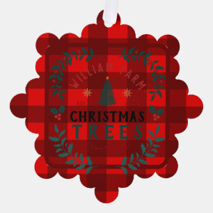 Weihnachtsbaumfarm Pine Trees Bauernstil Ornament Karte