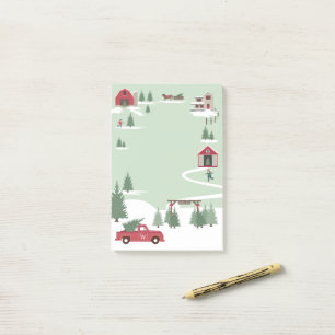 Weihnachtsbaumfarm Red Truck Post-it Klebezettel