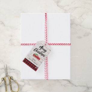 WeihnachtsBaumfarm-roter Geschenkanhänger