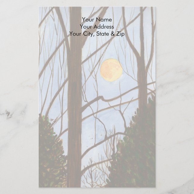 Weihnachtsbaumfarm Vollmond Briefpapier (Vorderseite)