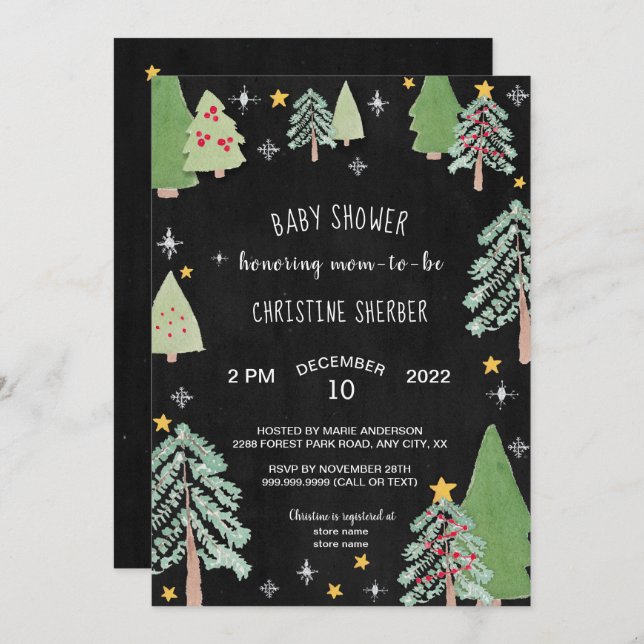 WeihnachtsBaumfarm-Winter-Babyparty laden ein Einladung